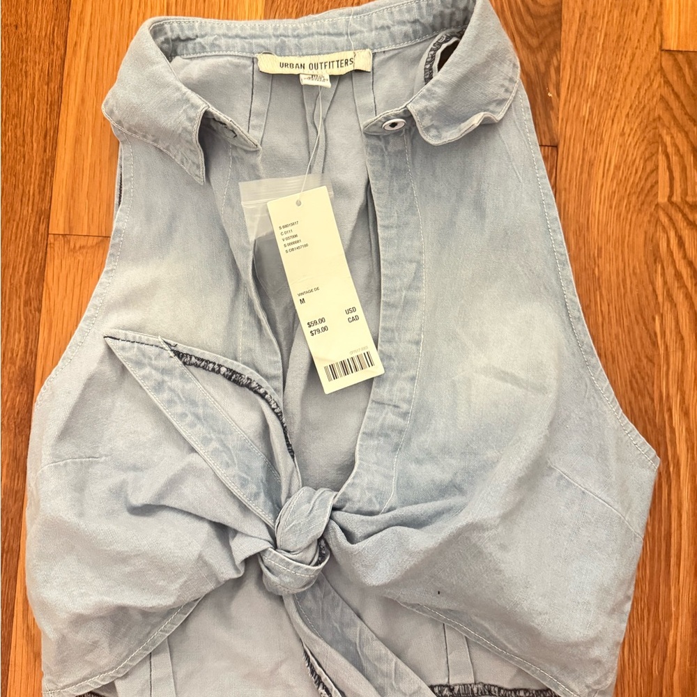 SOLD Urban Outfitters Sky Blue Tie-Front Crop Top